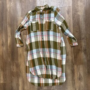 Anthropologie Pilcro Side-Slit Maxi Tunic Duster Buttondown Size XS Fall Colors